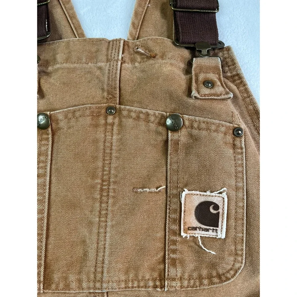 Carhartt 42 x 30 Duck Insulated Bib Overalls R27  Double Knee Union Made USA - Picture 3 of 15